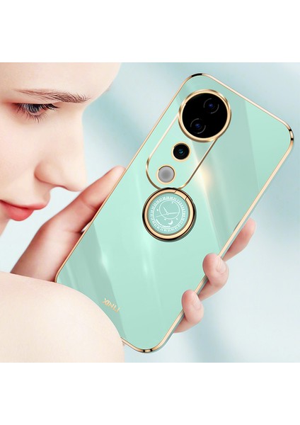 Xınlı Vivo S19 Pro 5g Kickstand Kılıf Galvanik Yumuşak Tpu Telefon Kılıfı-Mavi (Yurt Dışından)