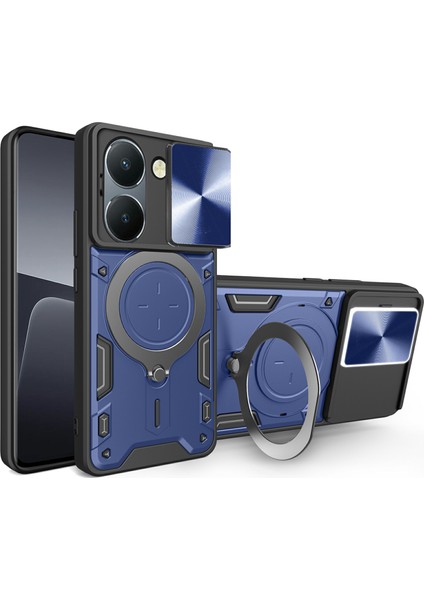 Vivo Y36 5g (KÜRESEL)/Y36 4g (KÜRESEL)/Y36 4g (HINDISTAN)/Y78 5g (Çin) Kılıf Tpu+Pc Destekli Telefon Kılıfı-Mavi (Yurt Dışından)