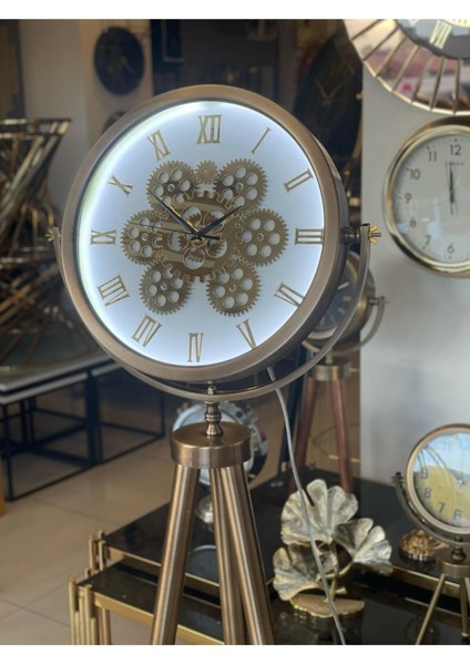 Beyaz Metal Tripod Saat, Eskitme Kaplama, Full Metal, Şık ve Dayanıklı Tasarım modelleri