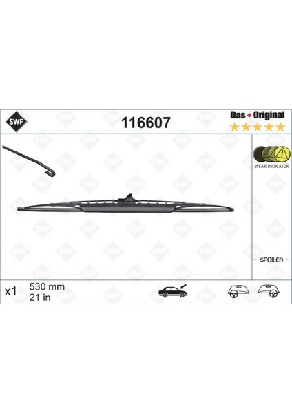 Silecek Swf 53CM X1 Spoilerli Golf Iii Iv A3-A4-Bmw 3-Golf 3-Passat Inca Ibiza Leon Avensis Drstr