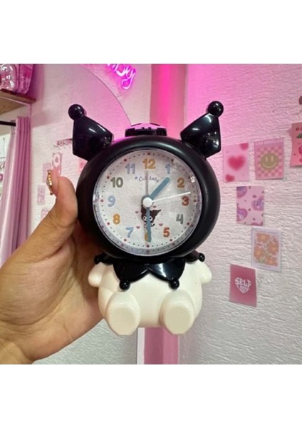 Sevimli Karikatür Kuromi Çocuklar Için Masaüstü Çalar Saat, Siyah Renk