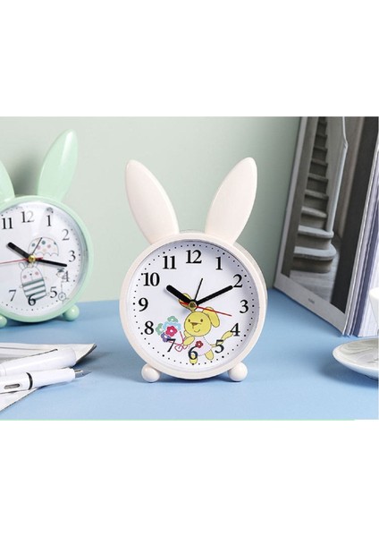 Beyaz Karikatür Tavşan Çalar Saat, Yatak Odası Için Sevimli Dekorasyon