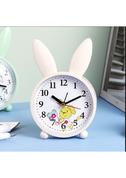 Beyaz Karikatür Tavşan Çalar Saat, Yatak Odası Için Sevimli Dekorasyon modelleri