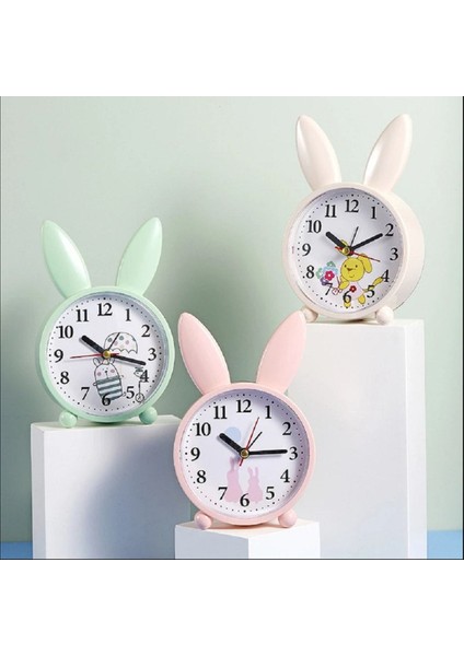 Beyaz Karikatür Tavşan Çalar Saat, Yatak Odası Için Sevimli Dekorasyon fırsatları