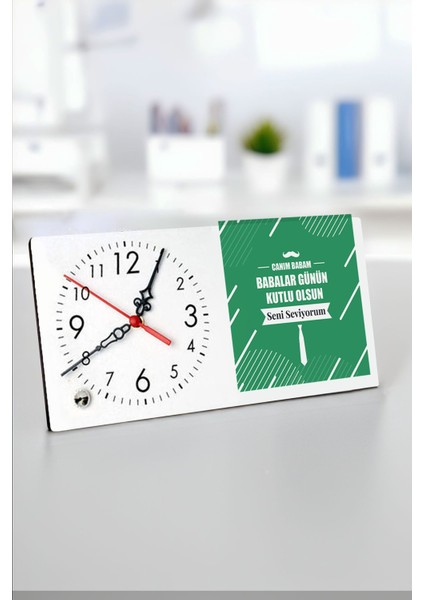 Baba Günü Mesajlı Şık Masa Saati, Sevgi Dolu Hediye Seçeneği modelleri