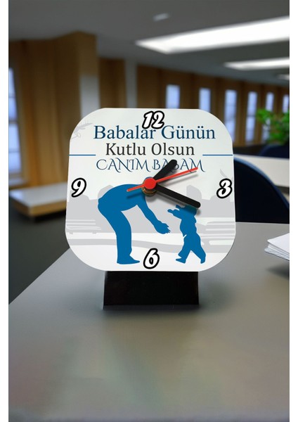 Baba Günü Mesajlı Kare Masa Saati, Şık ve Anlamlı Hediye Seçeneği modelleri