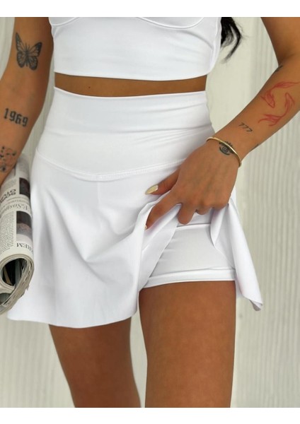 Şortlu Etek Tulum Büstiyer Beyaz Takım modelleri