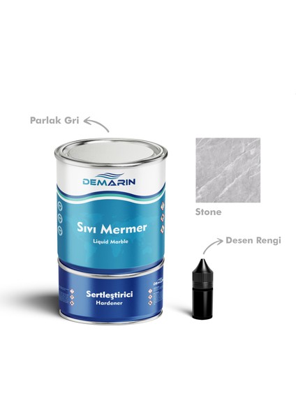 Çift Bileşenli Solventsiz Sıvı Mermer Liquid Marble (Tezgah, Zemin Boyası)