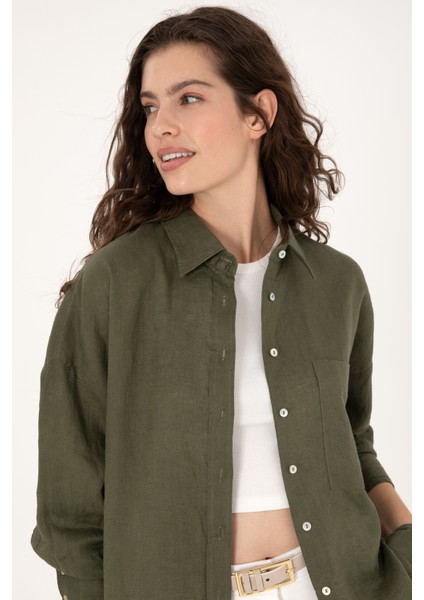 Kadın Koyu Haki Gömlek Desenli 50299794-VR111 fiyatları
