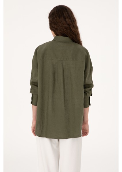 Kadın Koyu Haki Gömlek Desenli 50299794-VR111 indirimleri