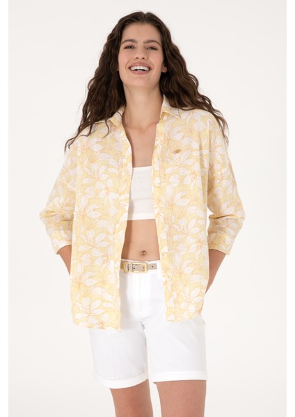 Kadın Açık Haki Gömlek Desenli 50299572-VR183