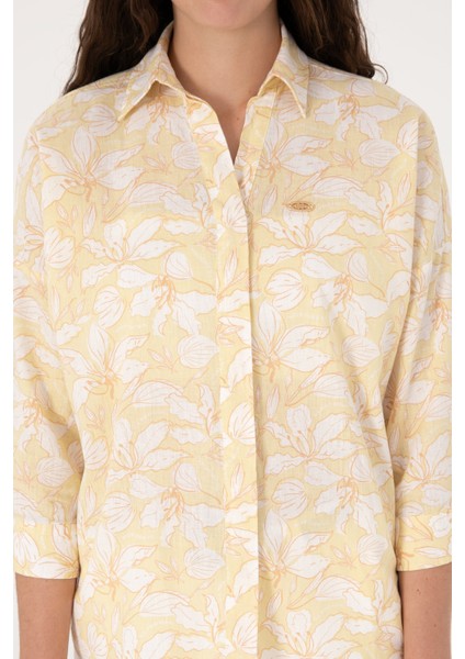 Kadın Açık Haki Gömlek Desenli 50299572-VR183