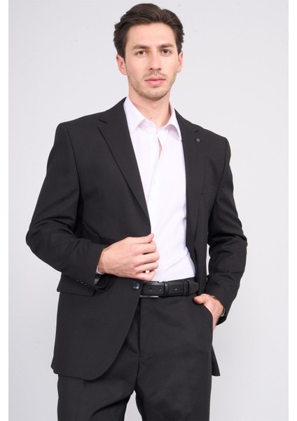 Kagi Siyah Erkek Pamuk Polyester Hıguan 4 Drop Klasik Takım