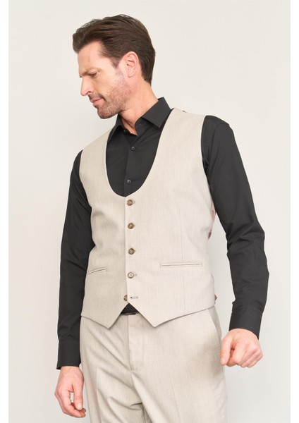 Kagi Bej Erkek Pamuk Polyester Osaka Yelekli Takım indirimleri