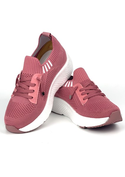 Kadın Gül Kurusu Çok Hafif Triko Günlük Rahat Ortopedik Terletmeyen Spor Sneaker Ayakkabı fiyatları