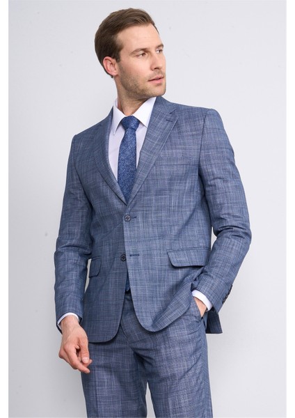 9120 Erkek Mono Yaka Slim Fit Takım Elbise Lacivert