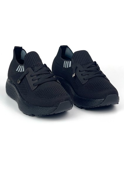 Kadın Siyah Çok Hafif Triko Günlük Rahat Ortopedik Terletmeyen Spor Sneaker Ayakkabı