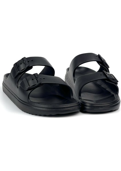 Unisex Siyah Çift Tokalı Kaymaz Taban Ayarlanabilir Hafif Günlük Plaj Terlik fiyatları