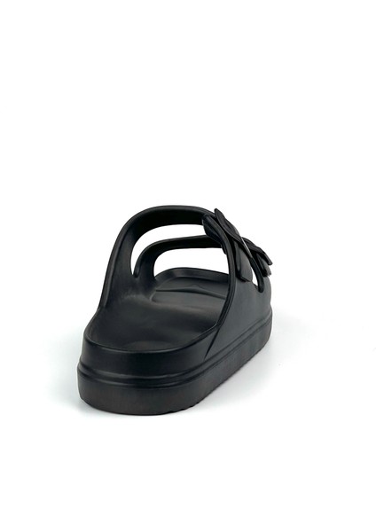 Unisex Siyah Çift Tokalı Kaymaz Taban Ayarlanabilir Hafif Günlük Plaj Terlik indirimleri