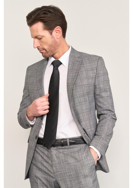 9120 Erkek Mono Yaka Slim Fit Takım Elbise Antrasit