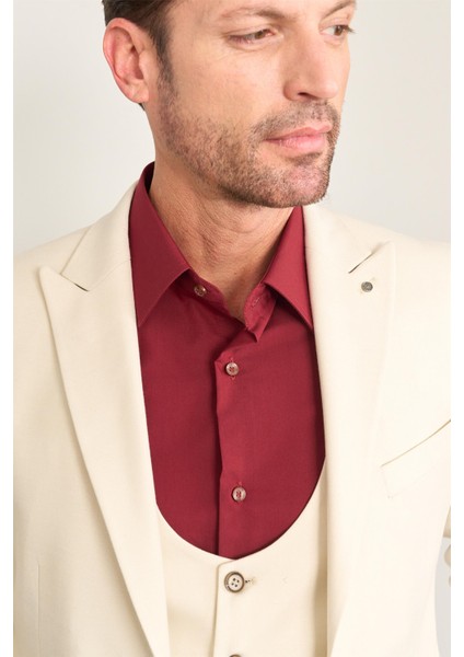 Kagi Bej Erkek Pamuk Polyester Parma Yelekli Takım modelleri