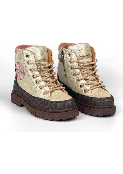 Kız Çocuk Krem Kahve Içi Kürklü Termo Taban Suya Soğuğa Dayanıklı Günlük Rahat Bot