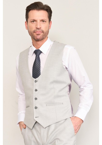 Kagi Gri Erkek Pamuk Polyester Parma Yelekli Takım indirimleri