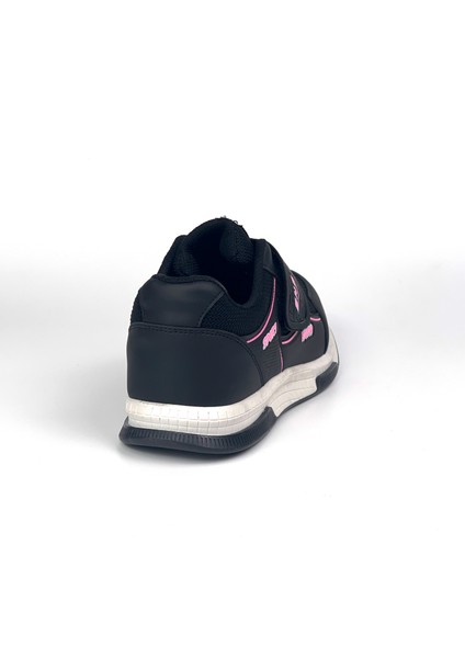 Kadın Siyah Pembe Bağcıksız Cırtlı Hafif Rahat Günlük Sneaker Spor Ayakkabı