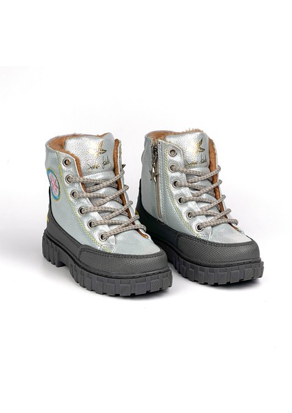 Kız Çocuk Gümüş Platin Içi Kürklü Termo Taban Suya Soğuğa Dayanıklı Günlük Rahat Bot