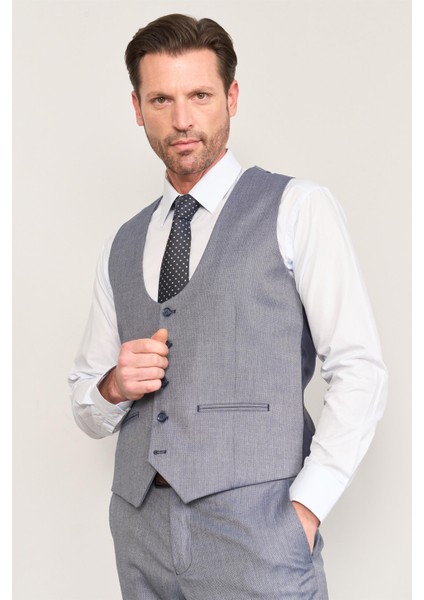 Kagi Gri Erkek Pamuk Polyester Osaka Yelekli Takım indirimleri