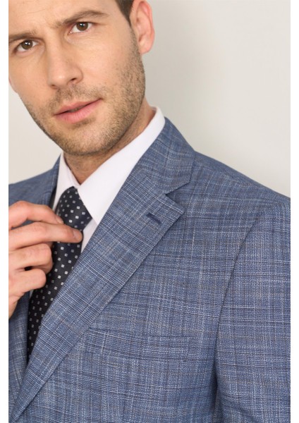 9120 Erkek Mono Yaka Slim Fit Takım Elbise Açık Lacivert modelleri