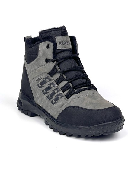 Erkek Füme Fermuarlı Bağcıklı Outdoor Suya Soğuğa Dayanıklı Rahat Içi Kürklü Trekking Kışlık Bot