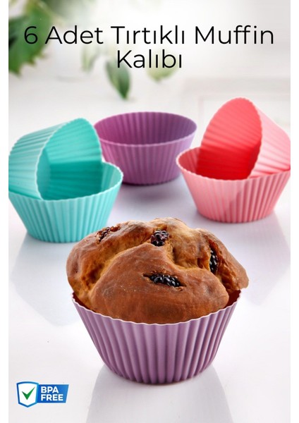 6 Adet Silikon Tırtıklı Muffin Kalıbı