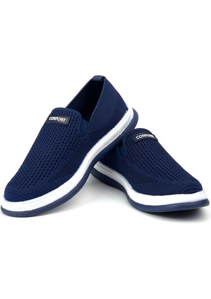 Erkek Lacivert Çok Hafif Triko Bağcıksız Esnek Hafif Günlük Casual Sneaker Spor Ayakkabı fiyatları