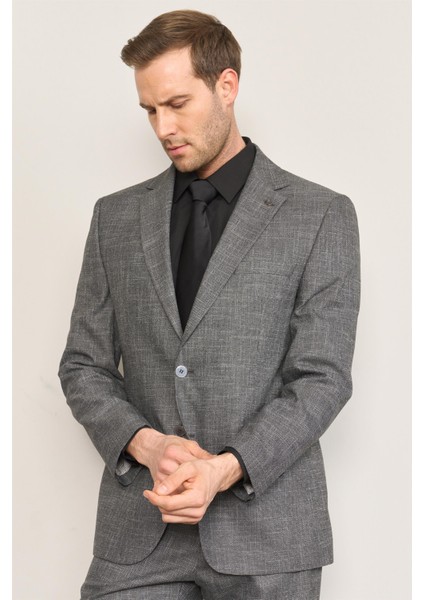 Kagi Gri Erkek Pamuk Polyester Corsıca 4 Drop Klasik Takım