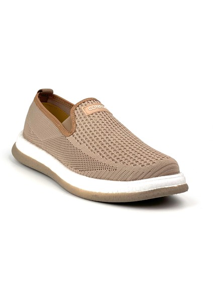 Erkek Bej Çok Hafif Triko Bağcıksız Esnek Hafif Günlük Casual Sneaker Spor Ayakkabı modelleri
