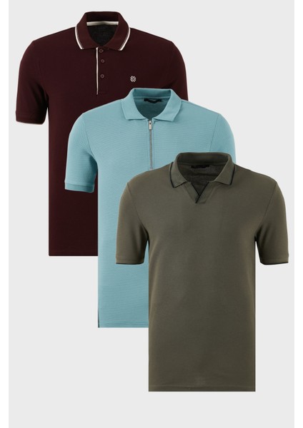 Pamuklu Regular Fit 3'lü Paket Polo Yaka T Shirt Erkek Polo Yaka T Shirt 59029641518S3