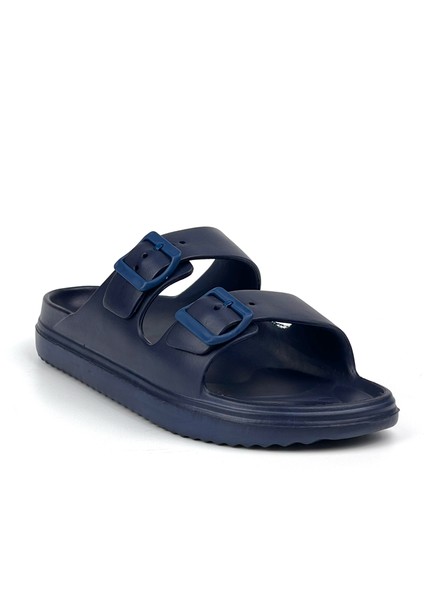 Unisex Lacivert Çift Tokalı Kaymaz Taban Ayarlanabilir Hafif Günlük Plaj Terlik modelleri