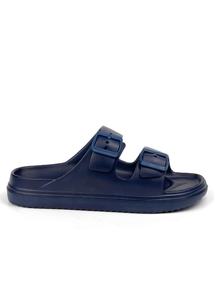 Unisex Lacivert Çift Tokalı Kaymaz Taban Ayarlanabilir Hafif Günlük Plaj Terlik fırsatları