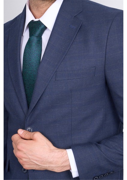 9119 Erkek Mono Yaka Slim Fit Takım Elbise Lacivert modelleri