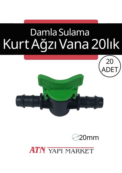 20 Adet 20MM Damla Sulama Vana Kurt Ağzı Model - Dayanıklı Sulama Vanası