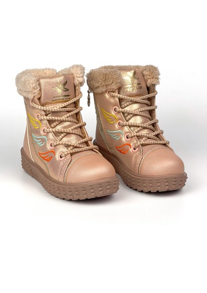 Kız Çocuk Pudra Içi Kürklü Termo Taban Suya Soğuğa Dayanıklı Günlük Rahat Bot