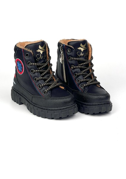 Erkek Çocuk Siyah Sax Içi Kürklü Termo Taban Suya Soğuğa Dayanıklı Günlük Rahat Bot