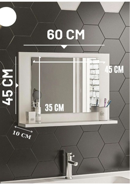 60 x 45 Lavabo Aynası Raflı Wc-Banyo Tr