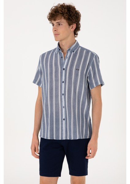 Erkek Lacivert Gömlek Kısa Kollu 50306329-VR033