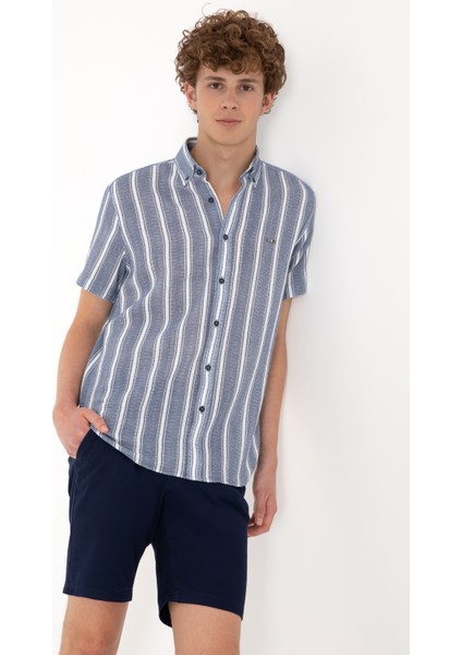 Erkek Lacivert Gömlek Kısa Kollu 50306329-VR033 modelleri