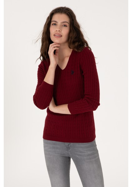 Kadın Bordo Kazak /triko 50313625-VR014 modelleri