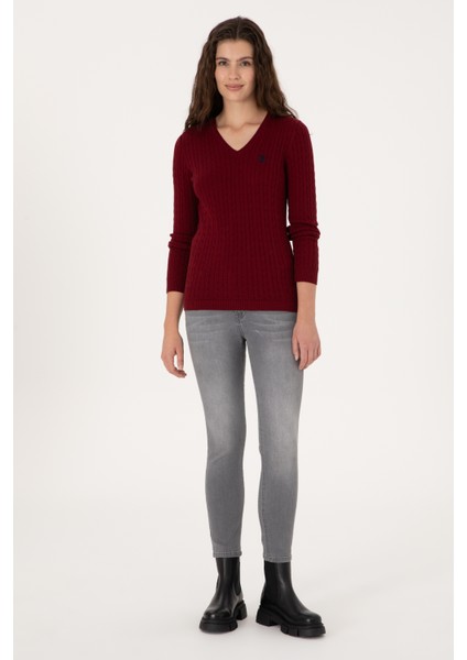 Kadın Bordo Kazak /triko 50313625-VR014 fırsatları