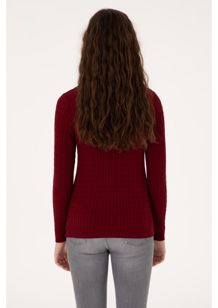 Kadın Bordo Kazak /triko 50313625-VR014 indirimleri