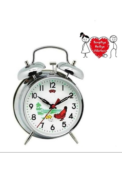 Gümüş Renkli Vintage Metal Mekanik Civcivli Masa Saati, Şık ve Tarz Dekor. fiyatları